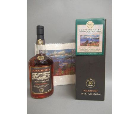 One bottle Longmorn 15 year old Highland single malt scotch whisky, 45% vol, boxed with limited edition print (Est. plus 21% 