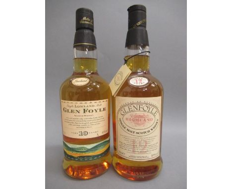 Two bottles Glenfoyle single malt Scotch whisky, comprising one 12 year old Glenfoyle Highland malt and one 10 year old Glenf