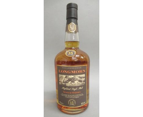 One bottle Longmorn 15 year old Highland single malt scotch whisky, 45% vol (Est. plus 21% premium inc. VAT)Condition good