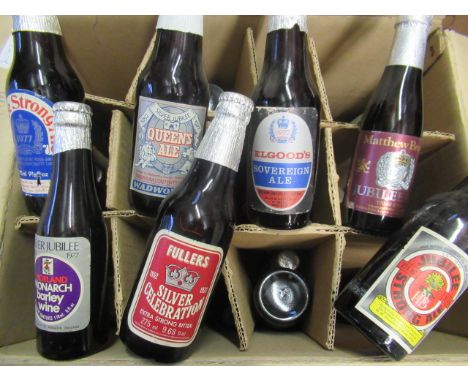 Thirty seven bottles of vintage and collector's 1977 jubilee ale, including Morrells Celebration ale, Matthew Browns, Elgood'