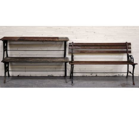 Cast iron slatted garden bench, and two other garden benches (3).