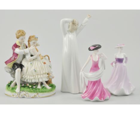 Coalport figure, April and Debutants Lovetta, a Nao figure of a child and other Continental figures, various (10).