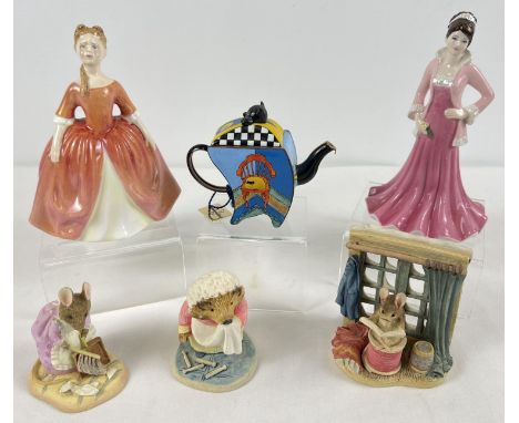A small collection of ceramics and collectable ornaments. Coalport Heart to Heart 'Love you always' figurine, Royal Doulton '