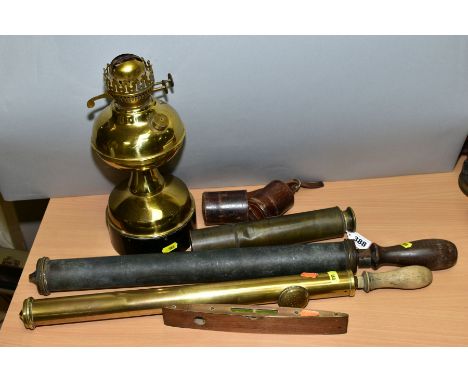 A WATSON &amp; SONS, LONDON BRASS THREE FOLD TELESCOPE, stamped 'Watson &amp; Sons, London 1895', full length 77cm (lens chip
