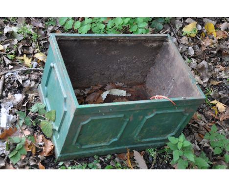 A CAST IRON OBLONG PLANTER with panel detail to all facets, length 52cm x width 36cm x height 32cm