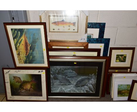 A COLLECTION OF FISH THEMED PRINTS ETC, to include examples by David Miller, Richard Smith, Terence Macklin, David S Oxford, 