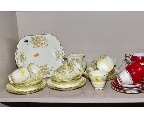 TWO BONE CHINA TEA SETS, comprising a Radfords Westbury pattern twenty one piece set, comprising seven cups, six saucers, six