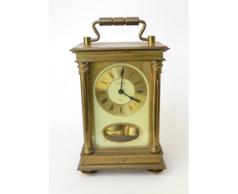 CARRIAGE CLOCK, brass cased bell strike carriage clock by H Samuel with hour and half hour strike, 19cm height