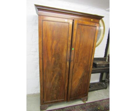 VICTORIAN MAHOGANY TWIN DOOR ROBE, shelf fitted interior, 107cm width 