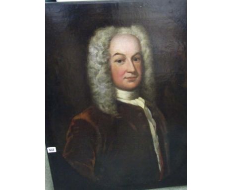 18th CENTURY ENGLISH SCHOOL, oil on canvas "Portrait of a Gentleman with silk cravat", 76cm x 63cm 