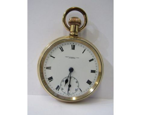 GOLD PLATED POCKET WATCH, Thomas Russell &amp; Son fob watch with secondary dial 