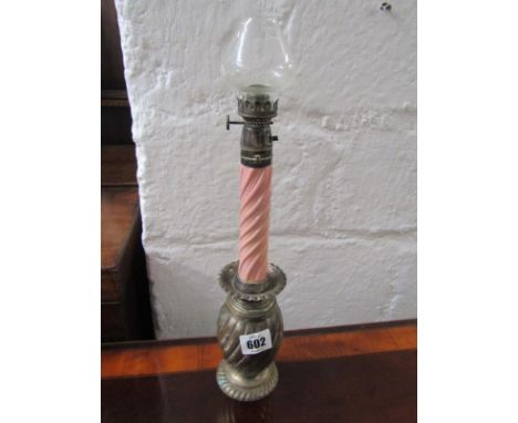 CANDLE LAMP, column support plated based candle lamp with fluted decoration 38cms high 