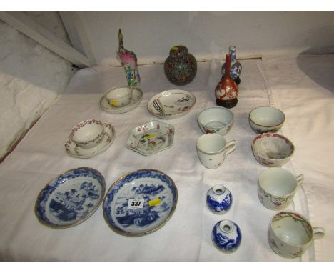 18th CENTURY TEAWARE, collection of Oriental and English early teaware, including famille rose teapot stand a/f, Worcester te