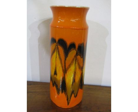 POOLE, Delphis vase, orange ground cylindrical 32cm vase 