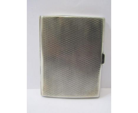 ART DECO SILVER CIGARETTE CASE, with engine turned decoration, Birmingham 1928, 95 grams 