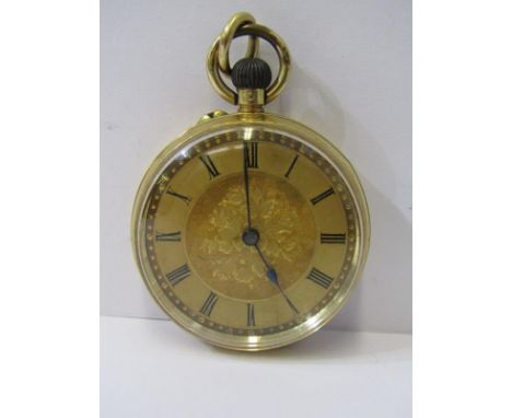 18ct GOLD CASED LADIES FOB WATCH, movement appears in working condition, top wind with pin set movement 