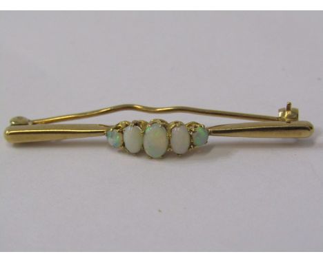 9ct YELLOW GOLD 5 STONE OPAL BROOCH 