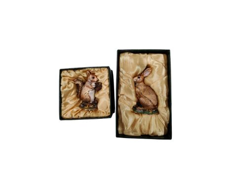2 X LITTLE GEM ORNAMENTS OF RABBIT &amp; SQUIRREL  &amp; A WATERFORD CRYSTAL CLOCK 