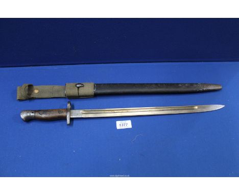 A SMLE WWI Bayonet and scabbard (re-issued to WWII Home Guard). ****ALL WEAPONS MUST BE COLLECTED IN PERSON - NO POSTAGE. Pro