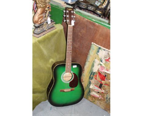 A good quantity Hohner countryman large six string guitar finished in green and chocolate coloured lacquer 41" long.
