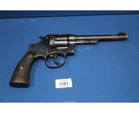 A Spanish Orbea Y Cia SenC..Eibar Cal 38 Largo .38 calibre Revolver Serial No. E5443.  De-activated, bearing the crossed swor