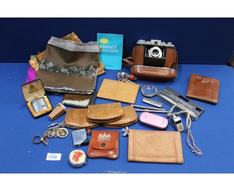 A quantity of miscellanea to include; a small quantity of fabric scarves, leather wallets and pouches, Acme Thunderer whistle