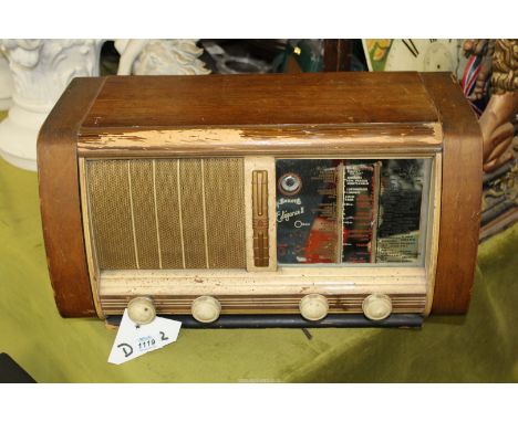 A vintage veneer cased Sonovo Elegance II Wireless, 21" long, a/f.