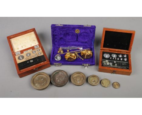 A selection of chemical weight sets and scales  