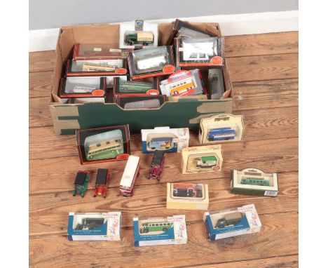 A box of assorted diecast vehicles to include Gilbow Exclusive First Editions, Lledo Days Gone, Corgi, etc.  