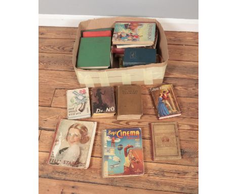 A box of assorted vintage books to include Chatterbox, Treasure Island, The Son of the People, Mrs. Beaton, etc.  