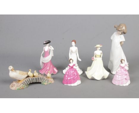 A collection of mostly Coalport ceramic figures to include Minuettes Jessica, Debutantes Poppy, Kerry, Crystal, Nao girl and 