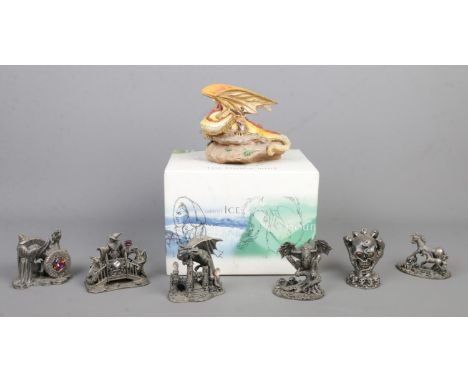 The Tudor Mint; a collection of pewter 'Myth and Magic' figures, together with a boxed Large Desert Dragon from the 'Land of 