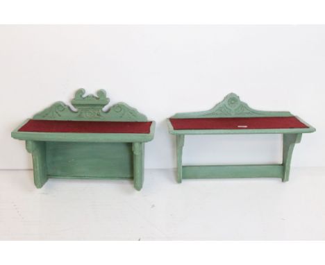 Pair of wall hanging bracket shelves, 38cm wide 