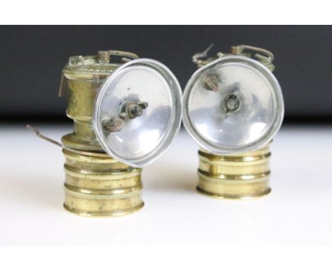 Premier Lamp &amp; Engineering Co - Two early 20th century brass bicycle lamps (approx 10cm high) 