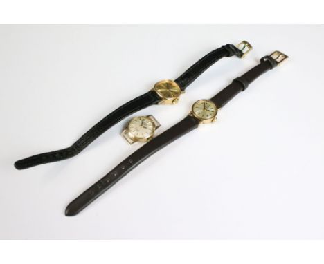 A collection of three ladies 9ct gold cased wristwatches to include Tissot and Rotary examples. 