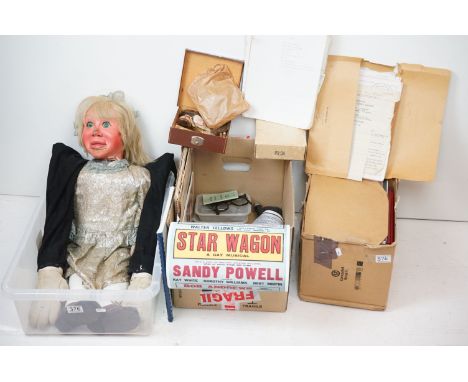 Albert Arthur 'Sandy' Powell (1900-1982) Mid 20th C papier mache ventriloquist doll, with blonde hair, wooden hands, and clot