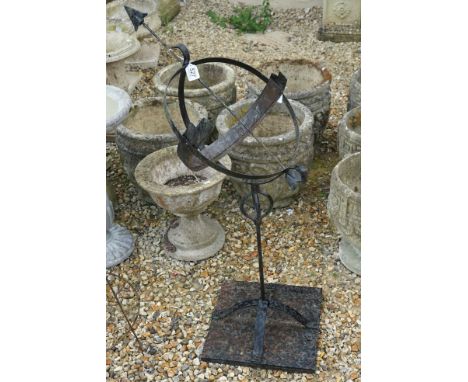 Wrought Iron Garden Armillary or Sundial, 102cm high 
