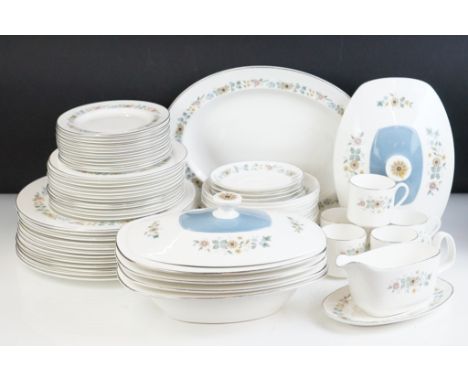 Royal Doulton Pastorale dinner service. The set to include five coffee cups and saucers, four tureens, serving platter, twelv
