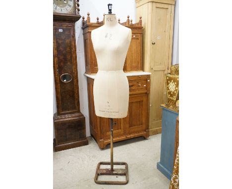 Early 20th century ' Kennett &amp; Lindsell Ltd ' Female Torso Dress Maker's Dummy or Mannequin, size 12, on iron stand, 161c