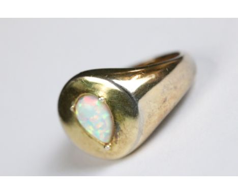 Silver gilt and opal ring 