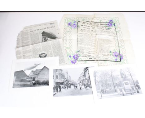 A memorial tissue paper handkerchief commemorating those who lost there lives in the crash of the R.101 British Airship on th