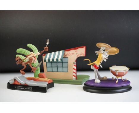 Three Goebel Looney Tunes limited edition spotlight collection figurines to include The Looney Tunes 'Barber Shop' Scape (100
