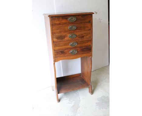 Late 19th / Early 20th century Mahogany Music Cabinet with five drawers and shelf below, 49cm wide x 102cm high 