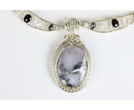 Swarovski crystal and dendrite opal necklace 