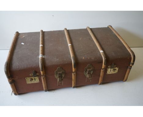 Mid 20th Century trunk containing a quantity of 1970s erotic magazines including playboy, mayfair, penthouse and men only.