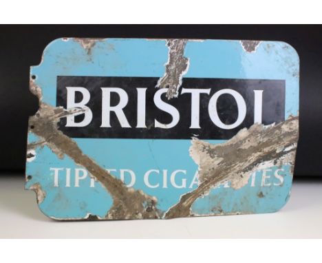 Advertising - A ' Bristol Tipped Cigarettes / Kingsway King Size Tipped ' double sided enamel wall sign. Measures approx 45cm