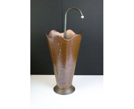 Novelty copper umbrella / stick stand in the form of an umbrella, with Arts &amp; Crafts style hand-beaten effect to copper, 