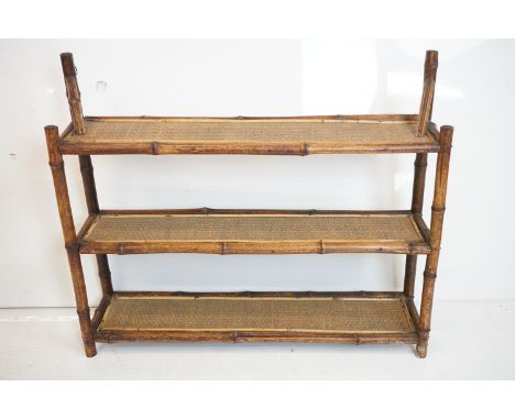 Late 19th / Early 20th century Bamboo and Pine Three Tier Shelf, 74cm wide x 63cm high 