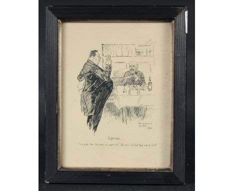 L. Bailey, a print, 'Reassuring', a man seated at a table with a butler standing by, inscribed and signed, 8" x 6", (20x15cm)