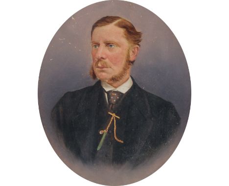 Portrait of a gentleman, wearing a dark jacket and a pocket watch, watercolour, inscription verso, 9.25" x 7", (23.5x18cm).